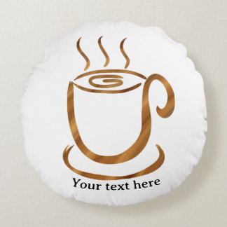 Java Steaming Cup | Wooden Curvy Coffee & Tea Round Cushion