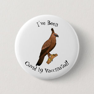 Javan hawk eagle bird cartoon illustration 6 cm round badge