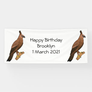 Javan hawk eagle bird cartoon illustration banner