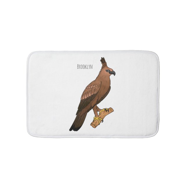 Javan hawk eagle bird cartoon illustration  bath mat (Front)