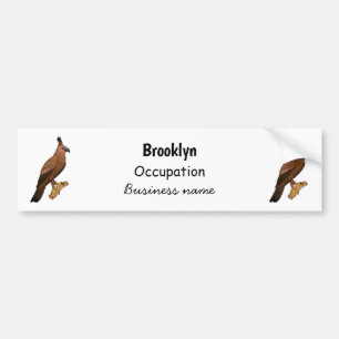 Javan hawk eagle bird cartoon illustration bumper sticker