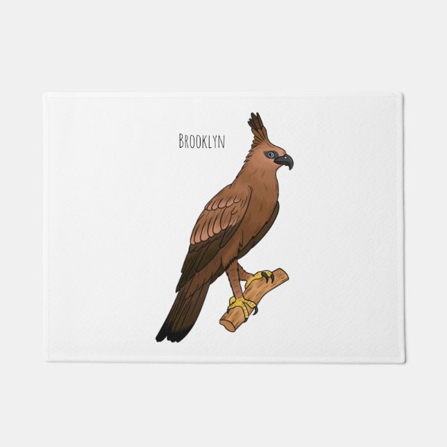 Javan hawk eagle bird cartoon illustration  doormat (Front)