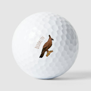 Javan hawk eagle bird cartoon illustration golf balls