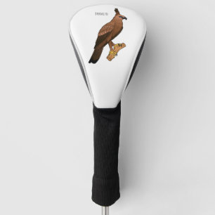 Javan hawk eagle bird cartoon illustration  golf head cover