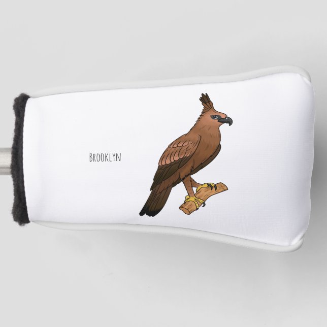 Javan hawk eagle bird cartoon illustration golf head cover (Front)