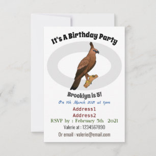 Javan hawk eagle bird cartoon illustration invitation