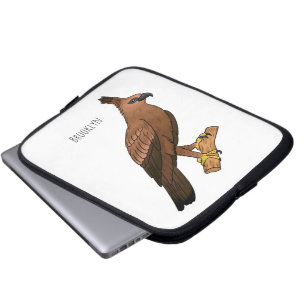 Javan hawk eagle bird cartoon illustration  laptop sleeve
