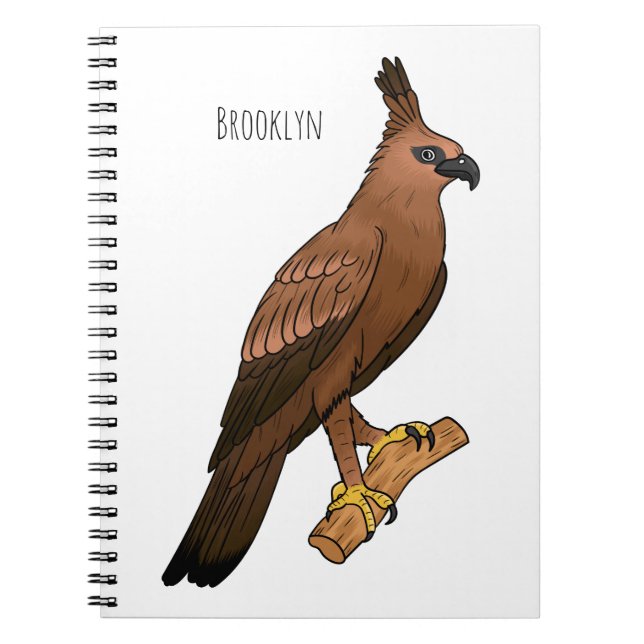 Javan hawk eagle bird cartoon illustration notebook (Front)