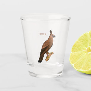 Javan hawk eagle bird cartoon illustration  shot glass
