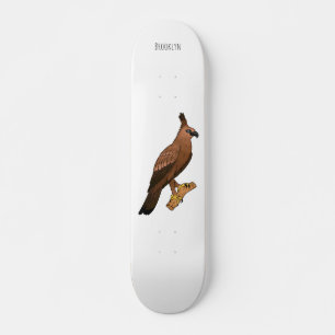 Javan hawk eagle bird cartoon illustration skateboard