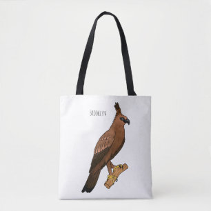 Javan hawk eagle bird cartoon illustration tote bag