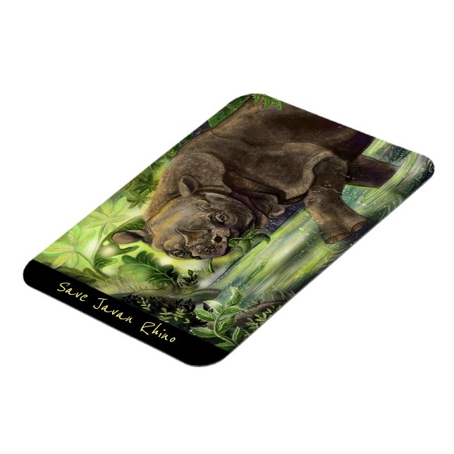Javan Rhino Art Magnet (Left Side)