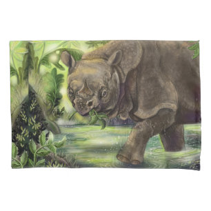 Javan Rhino Art Pillowcase