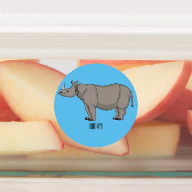 Javan rhinoceros cartoon illustration  (Affixed)