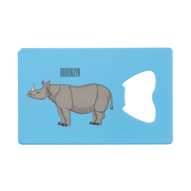 Javan rhinoceros cartoon illustration (Front (Horizontal))