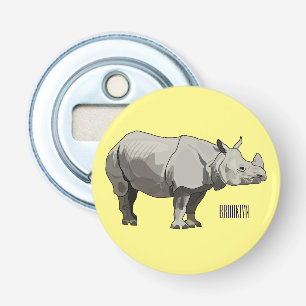 Javan rhinoceros cartoon illustration bottle opener