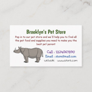 Javan rhinoceros cartoon illustration business card
