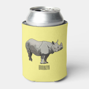 Javan rhinoceros cartoon illustration can cooler