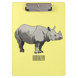 Javan rhinoceros cartoon illustration clipboard