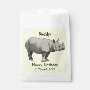 Javan rhinoceros cartoon illustration favour bags