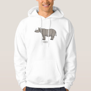 Javan rhinoceros cartoon illustration hoodie