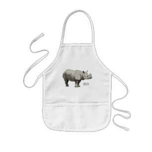 Javan rhinoceros cartoon illustration kids apron