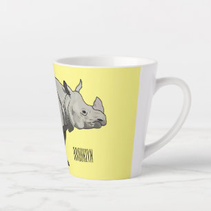 Javan rhinoceros cartoon illustration latte mug