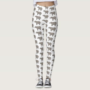 Javan rhinoceros cartoon illustration leggings