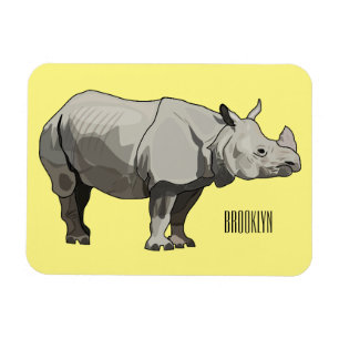 Javan rhinoceros cartoon illustration magnet