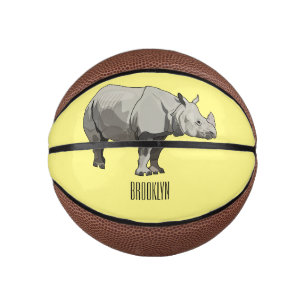 Javan rhinoceros cartoon illustration mini basketball