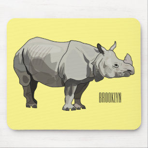 Javan rhinoceros cartoon illustration mouse pad