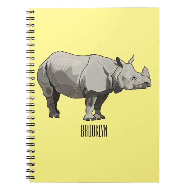 Javan rhinoceros cartoon illustration notebook (Front)