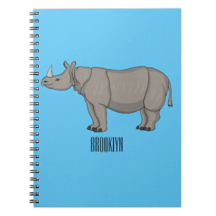 Javan rhinoceros cartoon illustration notebook