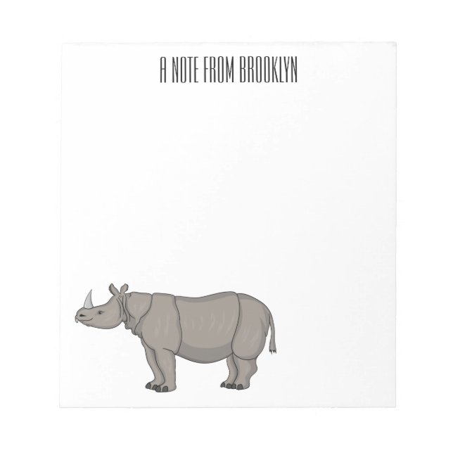 Javan rhinoceros cartoon illustration  notepad (Front)