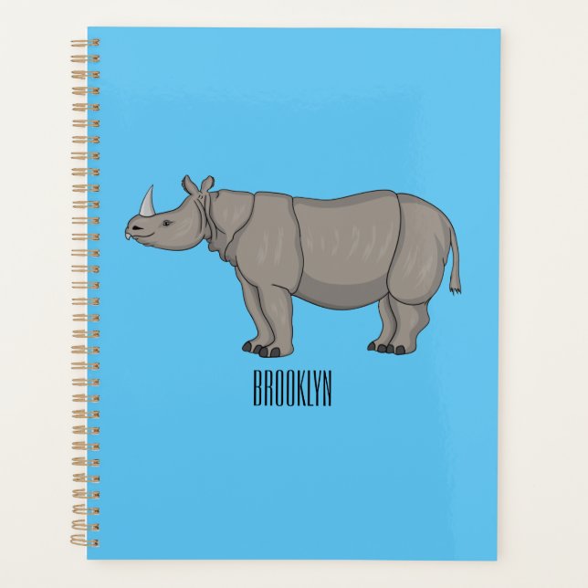 Javan rhinoceros cartoon illustration  planner (Front)