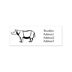 Javan rhinoceros cartoon illustration rubber stamp
