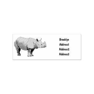 Javan rhinoceros cartoon illustration rubber stamp