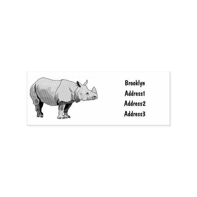 Javan rhinoceros cartoon illustration rubber stamp (Imprint)