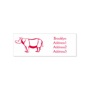 Javan rhinoceros cartoon illustration self-inking stamp