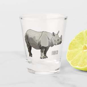 Javan rhinoceros cartoon illustration shot glass