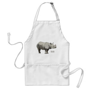 Javan rhinoceros cartoon illustration standard apron
