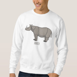 Javan rhinoceros cartoon illustration sweatshirt