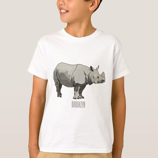 Javan rhinoceros cartoon illustration T-Shirt (Front)