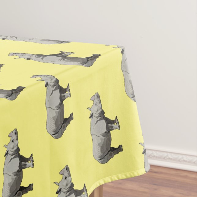 Javan rhinoceros cartoon illustration tablecloth (In Situ)