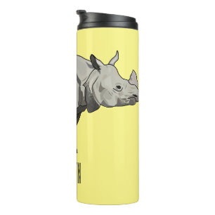 Javan rhinoceros cartoon illustration thermal tumbler