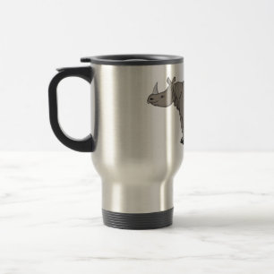 Javan rhinoceros cartoon illustration travel mug