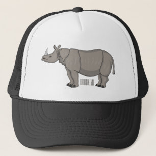 Javan rhinoceros cartoon illustration trucker hat