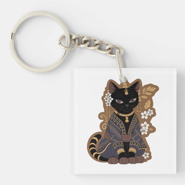 Javanese Cat Art  Key Ring (Front)