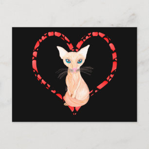 JAVANESE CAT HEART HOLIDAY POSTCARD