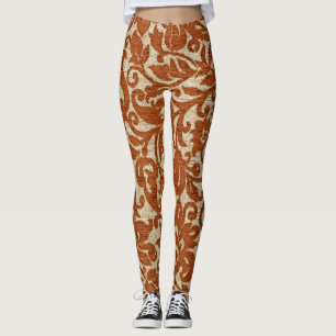 Javanese floral pattern: woven texture. leggings
